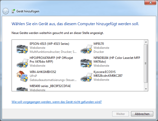 Drucker im Netzwerk finden