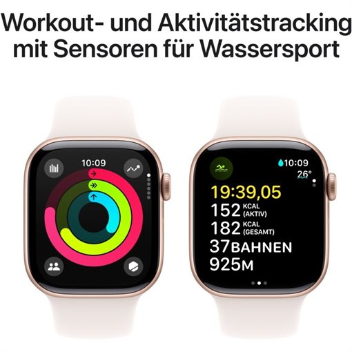 Apple Watch Series 10 Alu, Roségold Band: Hellrosa Größe S/M 64GB 42mm