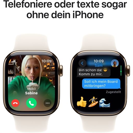 Apple Watch Series 10 Gold Titan Band: Starlight Größe S/M 64GB 42mm 4G