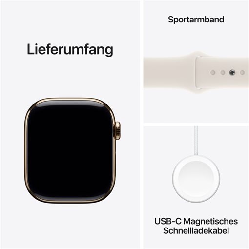 Apple Watch Series 10 Gold Titan Band: Starlight Größe S/M 64GB 42mm 4G