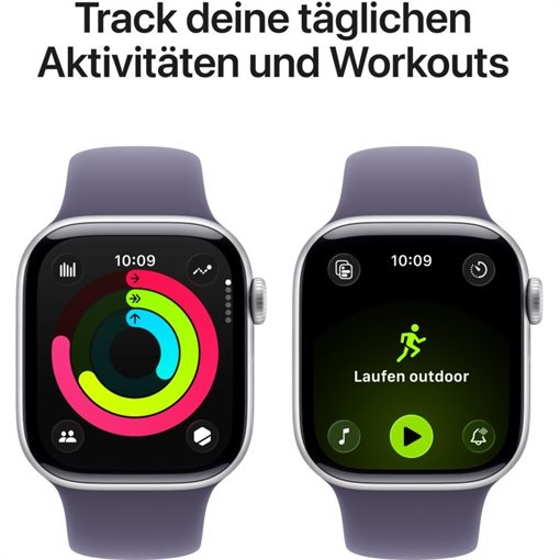 Apple Watch Series 11 Alu, Silber Band:Purple fog Gr, M/L 64GB 42mm LTE