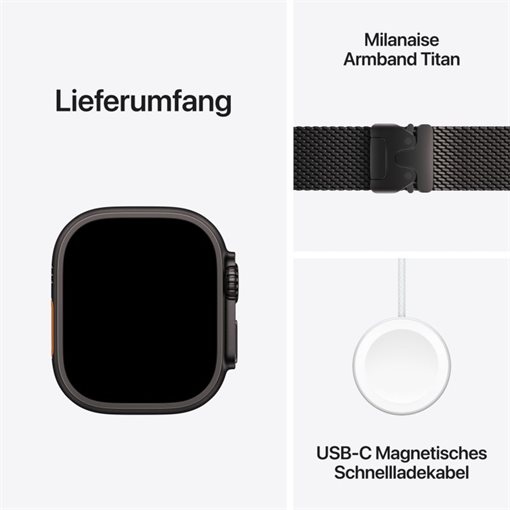 Apple Watch Ultra 2 Black Titanium Band: Schwarz Größe M 64GB 49mm 4G
