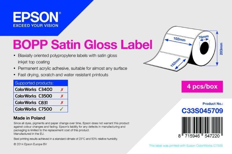 BOPP Satin Gloss Label - Die-cut Roll - C33S045709 BOPP Satin Gloss Label - Die-cut Roll - C33S045709