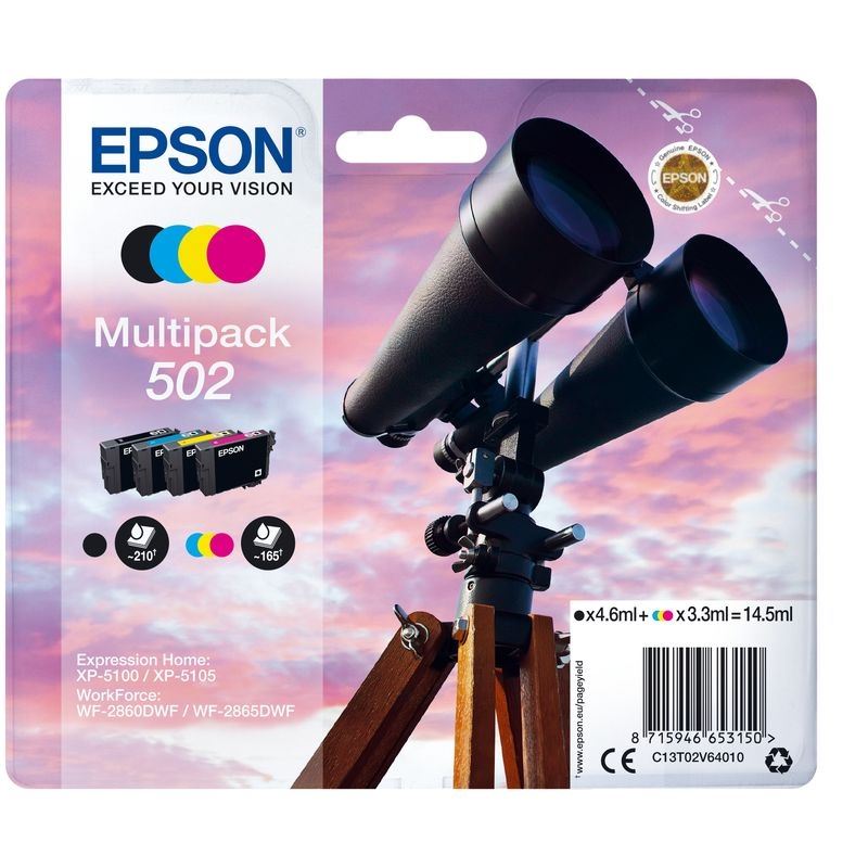 Epson Original 502 Tinte 4er Multipack bkcmy - C13T02V64010