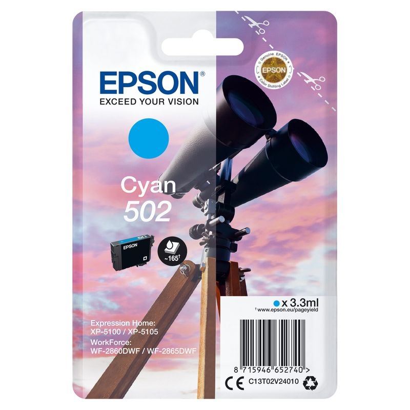 Epson Original 502 Tinte cyan - C13T02V24010