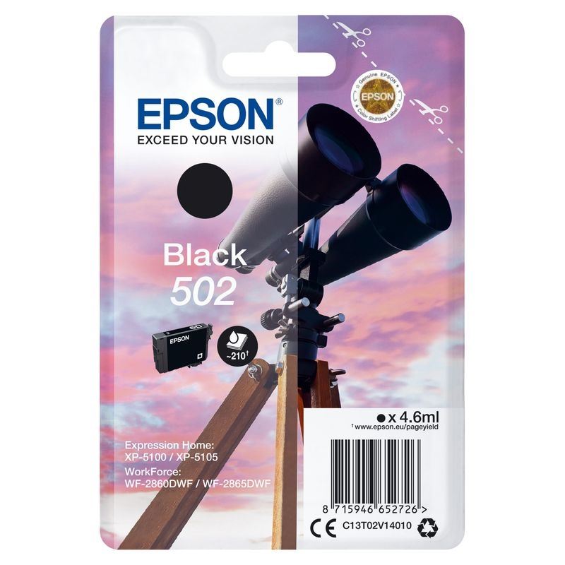 Epson Original 502 Tinte schwarz - C13T02V14010