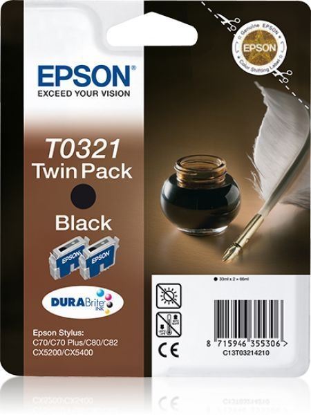 Epson T0321 Twin Pack - 2er-Pack - schwarz Epson T0321 Twin Pack - 2er-Pack - schwarz