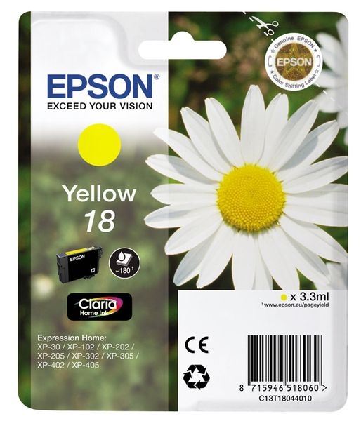 Epson Tinte gelb 18 Claria Home Ink T1804 Epson Tinte gelb 18 Claria Home Ink T1804