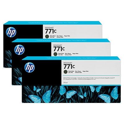 HP 771C original 3er-Pack Tinte schwarz - B6Y31A