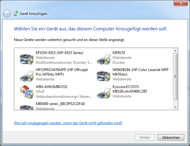 Drucker im Netzwerk finden