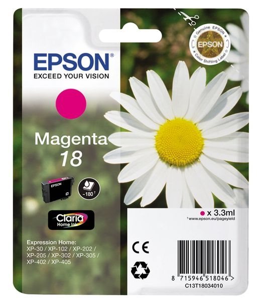 Epson Tinte magenta 18 Claria Home Ink T1803 Epson Tinte magenta 18 Claria Home Ink T1803