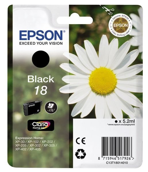 Epson Tinte schwarz 18 Claria Home Ink T1801 Epson Tinte schwarz 18 Claria Home Ink T1801
