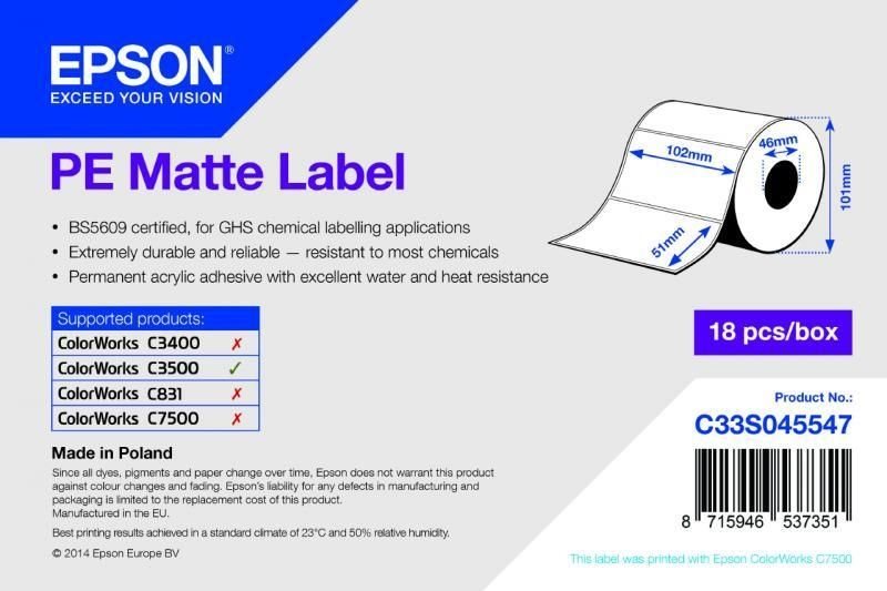 PE Matte Label - Die-cut Roll - C33S045547 PE Matte Label - Die-cut Roll - C33S045547
