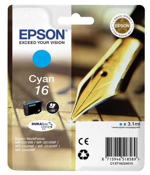 Epson original Ultra HC tinta cian T1622 - C13T16224012