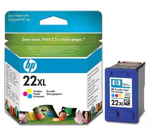 HP 22XL original HC Ink cyan, magenta, amarillo - C9352CE