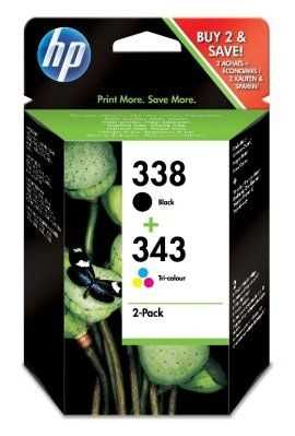 HP 338/343 original 2-pack tinta negra, cian, magenta, amarilla - SD449EE