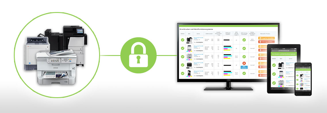 Überwachen und steuern Sie Ihre Drucker mit unserer Website, Das printer4you.com Online-Management ist für Sie kostenlos und ohne Verpflichtungen