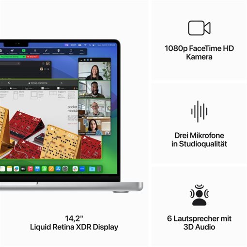 Apple MacBook Pro M3 10-Core GPU 8GB 512GB SSD 35,97cm 14,2Zoll Silber