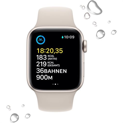 Apple Watch SE G2 Starlight Alu Band: Starlight Größe M/L 32GB 40mm
