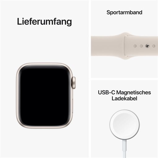 Apple Watch SE G2 Starlight Alu Band: Starlight Größe M/L 32GB 40mm