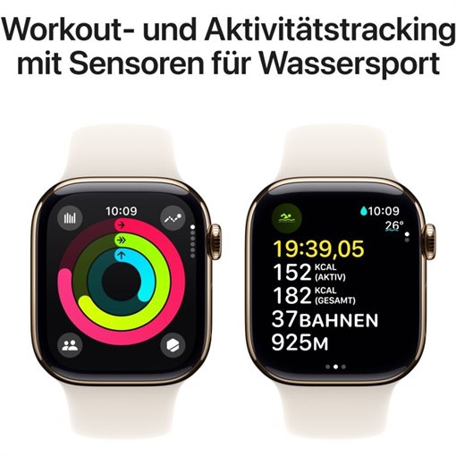 Apple Watch Series 10 Gold Titan Band: Starlight Größe M/L 64GB 42mm 4G
