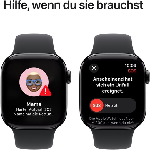Apple Watch Series 10 Jet Black Alu Band: Schwarz Größe S/M 64GB 42mm