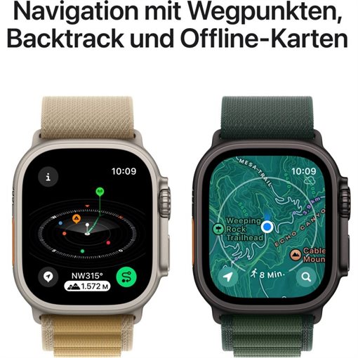 Apple Watch Ultra 2 Black Titanium Band: Dunkelgrün Größe M 64GB 49mm 4G