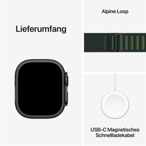 Apple Watch Ultra 2 Black Titanium Band: Dunkelgrün Größe M 64GB 49mm 4G
