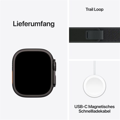 Apple Watch Ultra 2 Black Titanium Band: Schwarz Größe M/L 64GB 49mm 4G