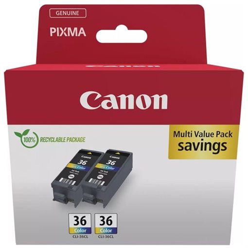 Canon Original 2er Pack Tinte multi-cmy - 2x24ml CLI-36 - 1511B025 Canon Original 2er Pack Tinte multi-cmy - 2x24ml CLI-36 - 1511B025