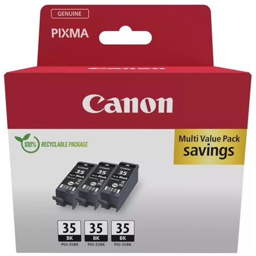 Canon Original 3er Pack Tinte schwarz - 3x9,3ml PGI-35BK - 1509B028 Canon Original 3er Pack Tinte schwarz - 3x9,3ml PGI-35BK - 1509B028