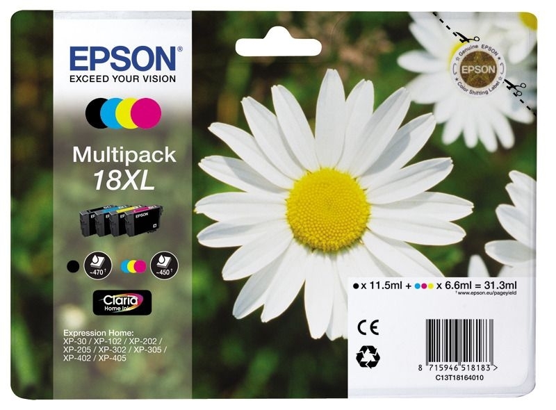 Epson Multipack 4 Farben 18XL Claria Home T1816 Epson Multipack 4 Farben 18XL Claria Home T1816