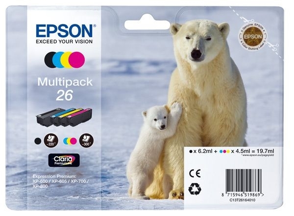 Epson Multipack 4 Farben 26 Claria T2616 Epson Multipack 4 Farben 26 Claria T2616