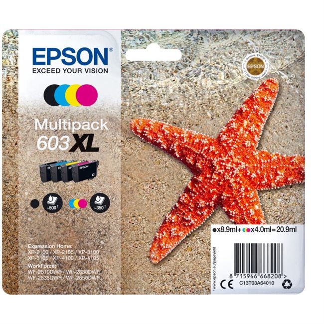 Epson Origina XL Tinte 4er Multipack bkcmy - Easy Mail 603XL - C13T03A64010