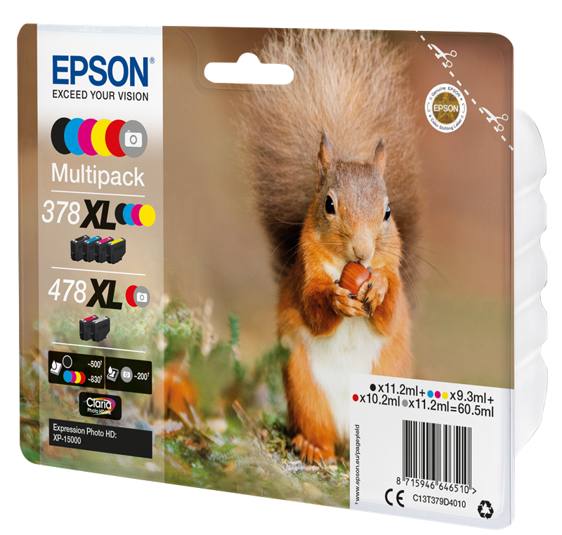 Epson Original Multipack BK/C/M/Y/R/G 378XL / 478XL Claria Photo HD Ink Epson Original Multipack BK/C/M/Y/R/G 378XL / 478XL Claria Photo HD Ink