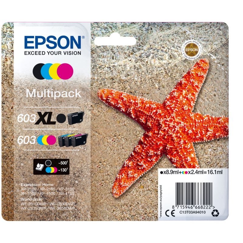 Epson Original Tinte 4er Multipack XL BK Std CMY 603 - C13T03A94010 Epson Original Tinte 4er Multipack XL BK Std CMY 603 - C13T03A94010