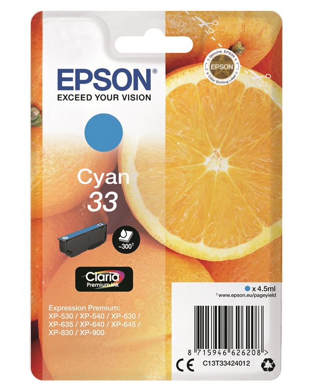 Epson Original - Tinte cyan - 33 Claria Epson Original - Tinte cyan - 33 Claria