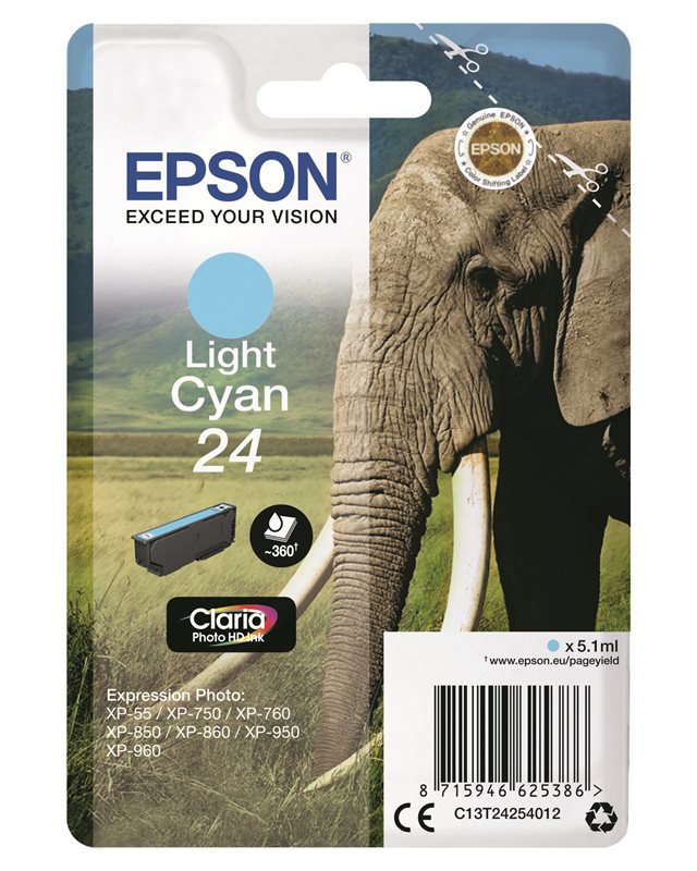 Epson Original - Tinte hell cyan - 24 Claria