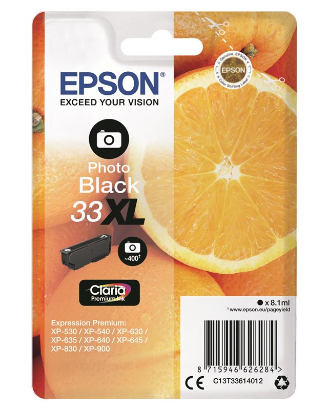 Epson Original - Tinte XL Photo schwarz-33 Claria Epson Original - Tinte XL Photo schwarz-33 Claria