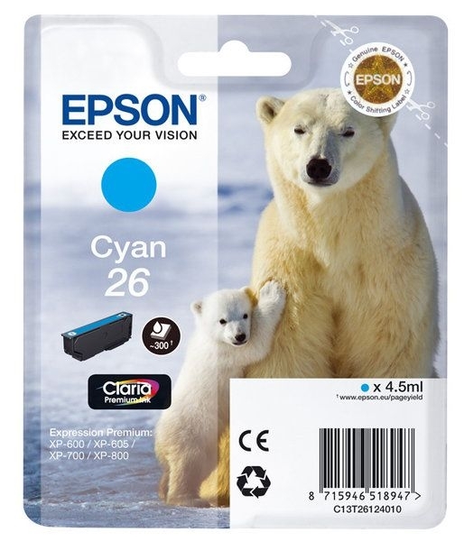 Epson Singlepack cyan 26 Claria T2612 Epson Singlepack cyan 26 Claria T2612