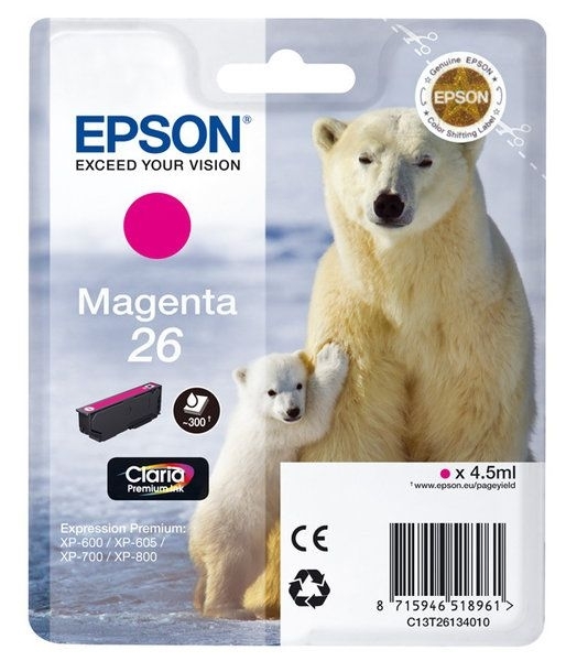 Epson Singlepack magenta 26 Claria T2613 Epson Singlepack magenta 26 Claria T2613