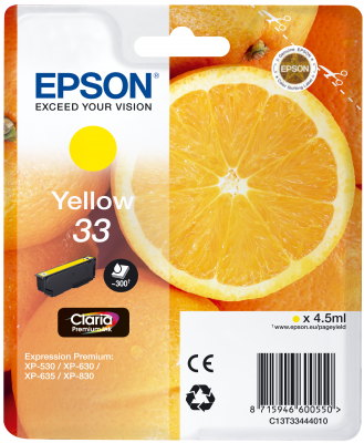 Epson Tinte Singlepack yellow 33 T3344