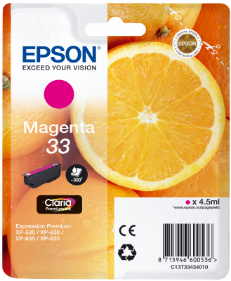 Epson Tinte Singlepack magenta 33 T3343 Epson Tinte Singlepack magenta 33 T3343