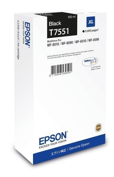 Epson ink cartridge black XL -  C13T755140