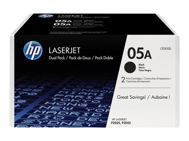 HP 05A original 2er-Pack Toner schwarz - CE505D HP 05A original 2er-Pack Toner schwarz - CE505D