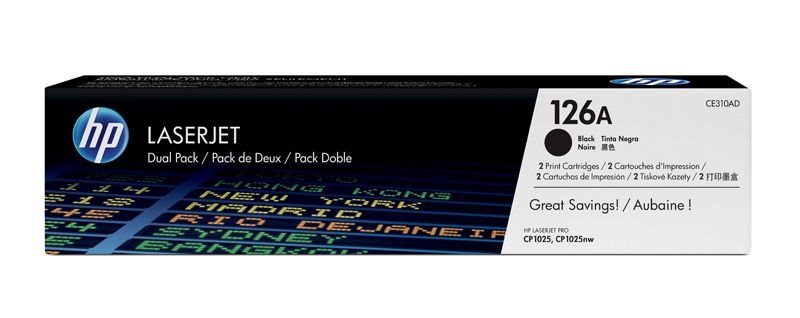 HP 126A original 2er-Pack Toner schwarz - CE310AD HP 126A original 2er-Pack Toner schwarz - CE310AD