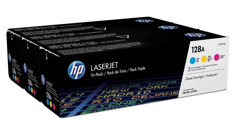 HP 128A original Tonerpaket cyan, magenta, gelb - CF371AM HP 128A original Tonerpaket cyan, magenta, gelb - CF371AM