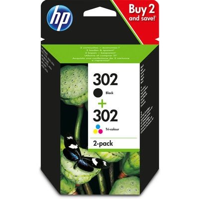 HP 302 original 2er-Pack Tinte schwarz, cyan, magenta, gelb - X4D37AE HP 302 original 2er-Pack Tinte schwarz, cyan, magenta, gelb - X4D37AE