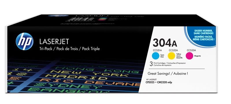 HP 304A original Tonerpaket cyan, magenta, gelb - CF372AM HP 304A original Tonerpaket cyan, magenta, gelb - CF372AM