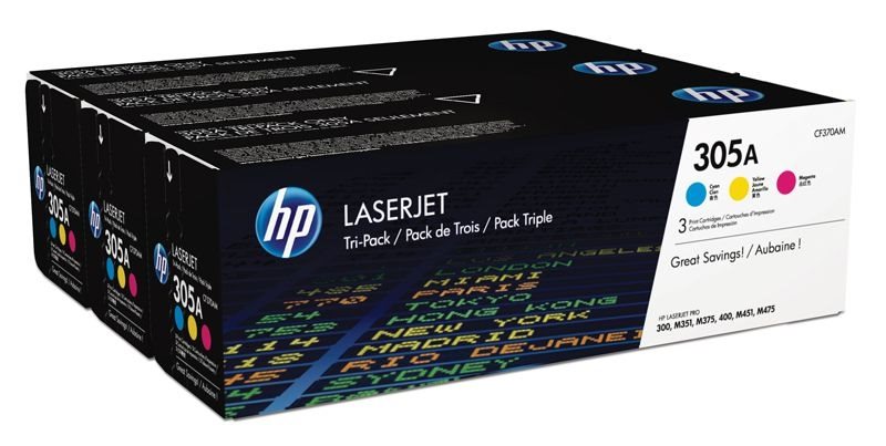 HP 305A original Tonerpaket cyan, magenta, gelb - CF370AM HP 305A original Tonerpaket cyan, magenta, gelb - CF370AM